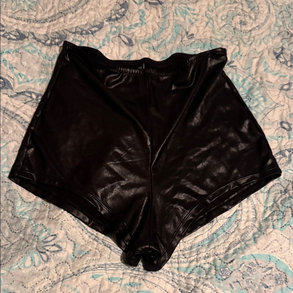 Sleek Black Women's High Waisted Pole Shorts
